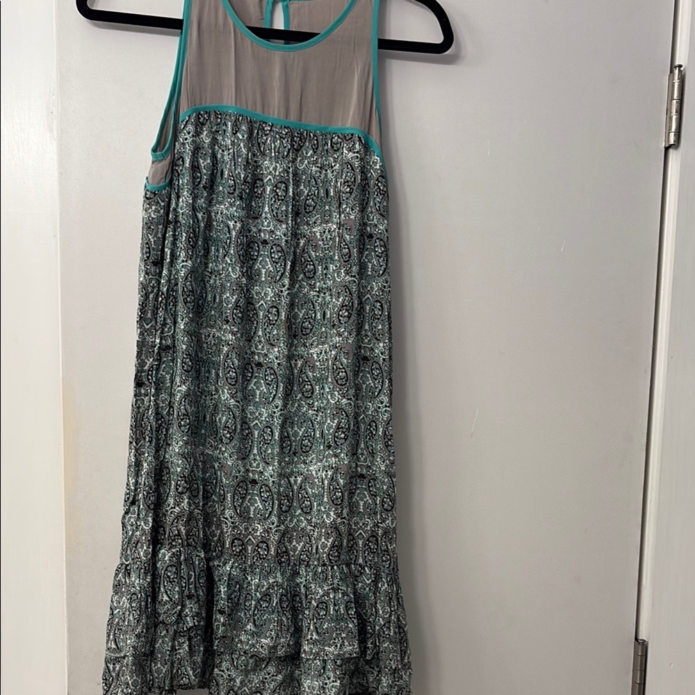 Ella Moss Dress with Teal and Gray Patterns